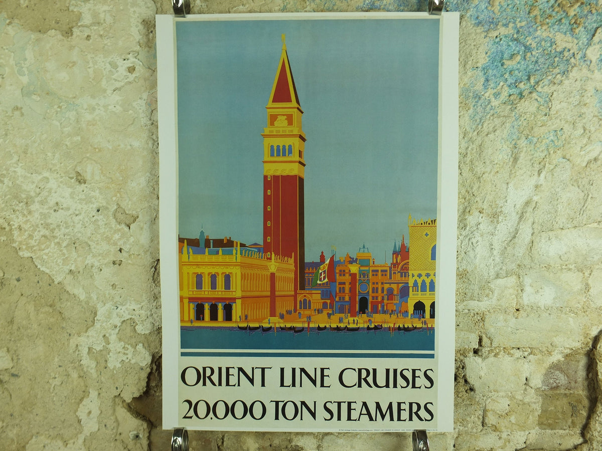 Vintage Orient Line Venice St Marks Square Travel Poster P&O cruise ship shipping passenger tourism holiday vacation Visoni wall art 1990s