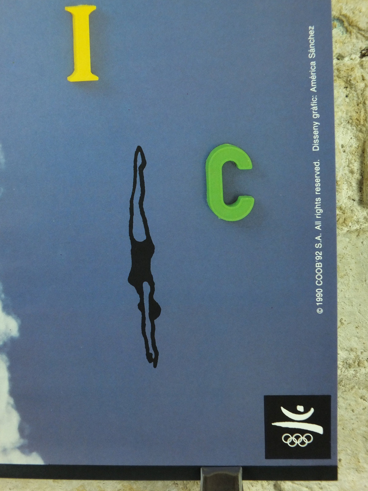 Vintage Barcelona Olympic Poster, Diving and Aquatics by America Sanchez, 1992, XXV Olympiad, post modern, sport wall art 1990s