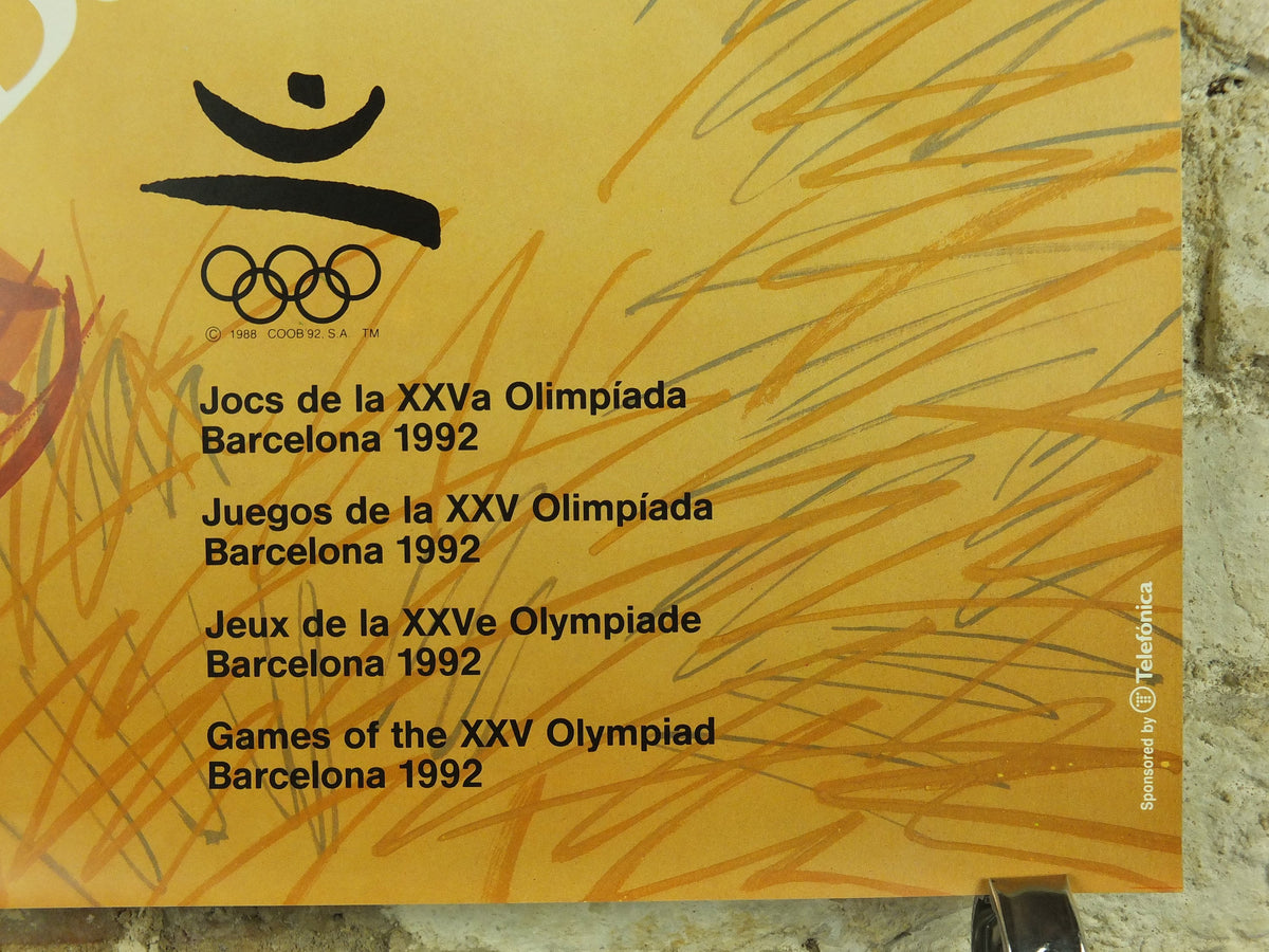 Vintage Barcelona Olympic Poster, Javelin by Enric Huguet, 1992, XXV Olympiad, post modern, sport wall art 1990s