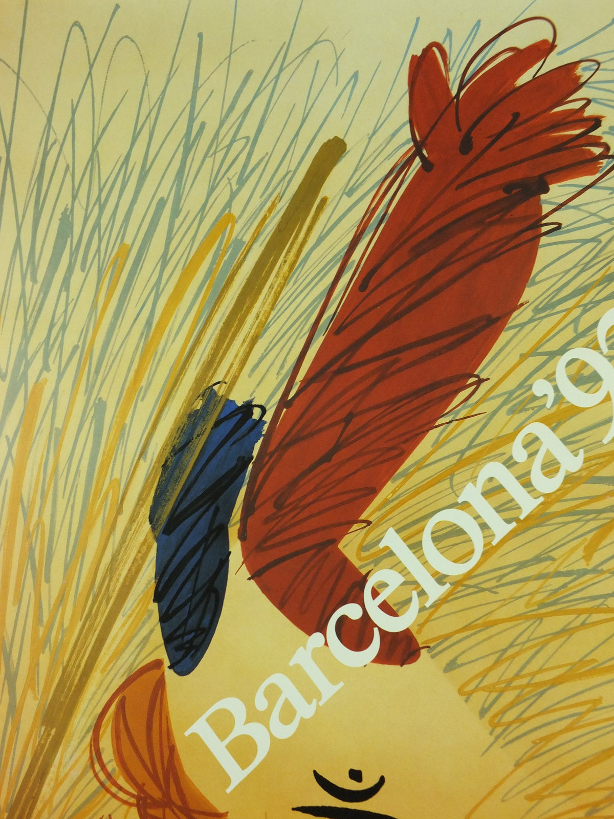 Vintage Barcelona Olympic Poster, Javelin by Enric Huguet, 1992, XXV Olympiad, post modern, sport wall art 1990s
