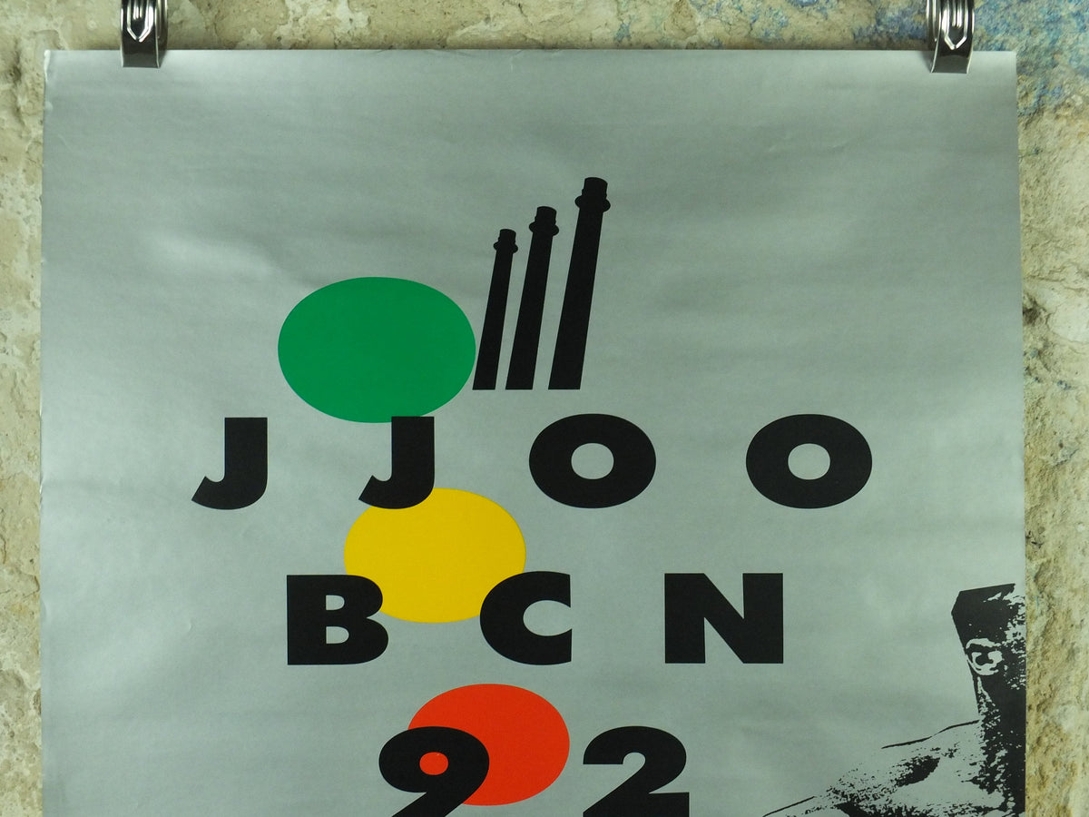 Vintage Barcelona Olympic Poster, Discus by Albert Isern, 1992, XXV Olympiad, post modern, sport wall art 1990s