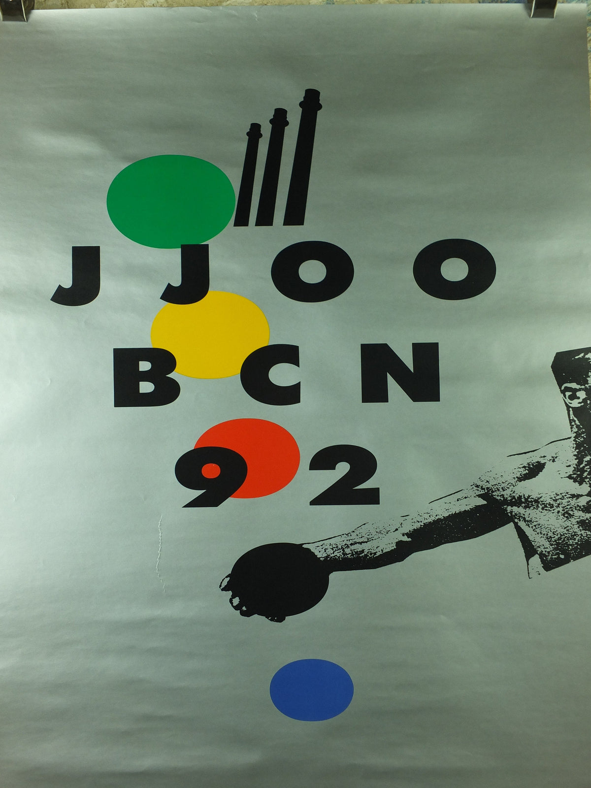 Vintage Barcelona Olympic Poster, Discus by Albert Isern, 1992, XXV Olympiad, post modern, sport wall art 1990s