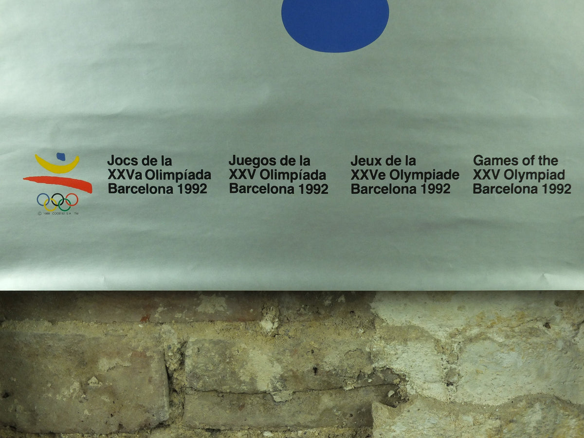Vintage Barcelona Olympic Poster, Discus by Albert Isern, 1992, XXV Olympiad, post modern, sport wall art 1990s