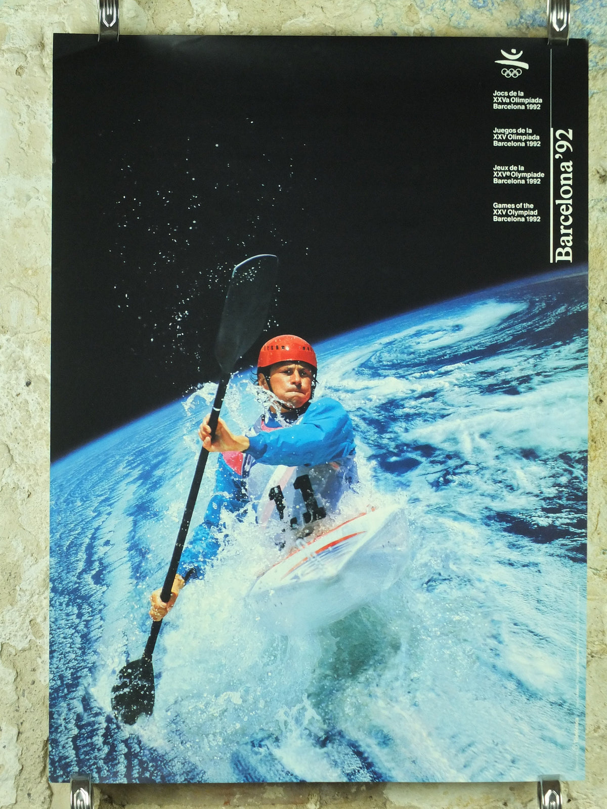 Vintage Barcelona Olympic Poster, Canoe and Kayak by Addison Allsport / NASA, 1992, XXV Olympiad, post modern, sport wall art 1990s