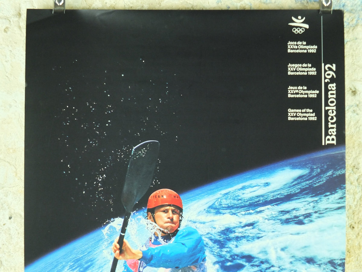 Vintage Barcelona Olympic Poster, Canoe and Kayak by Addison Allsport / NASA, 1992, XXV Olympiad, post modern, sport wall art 1990s