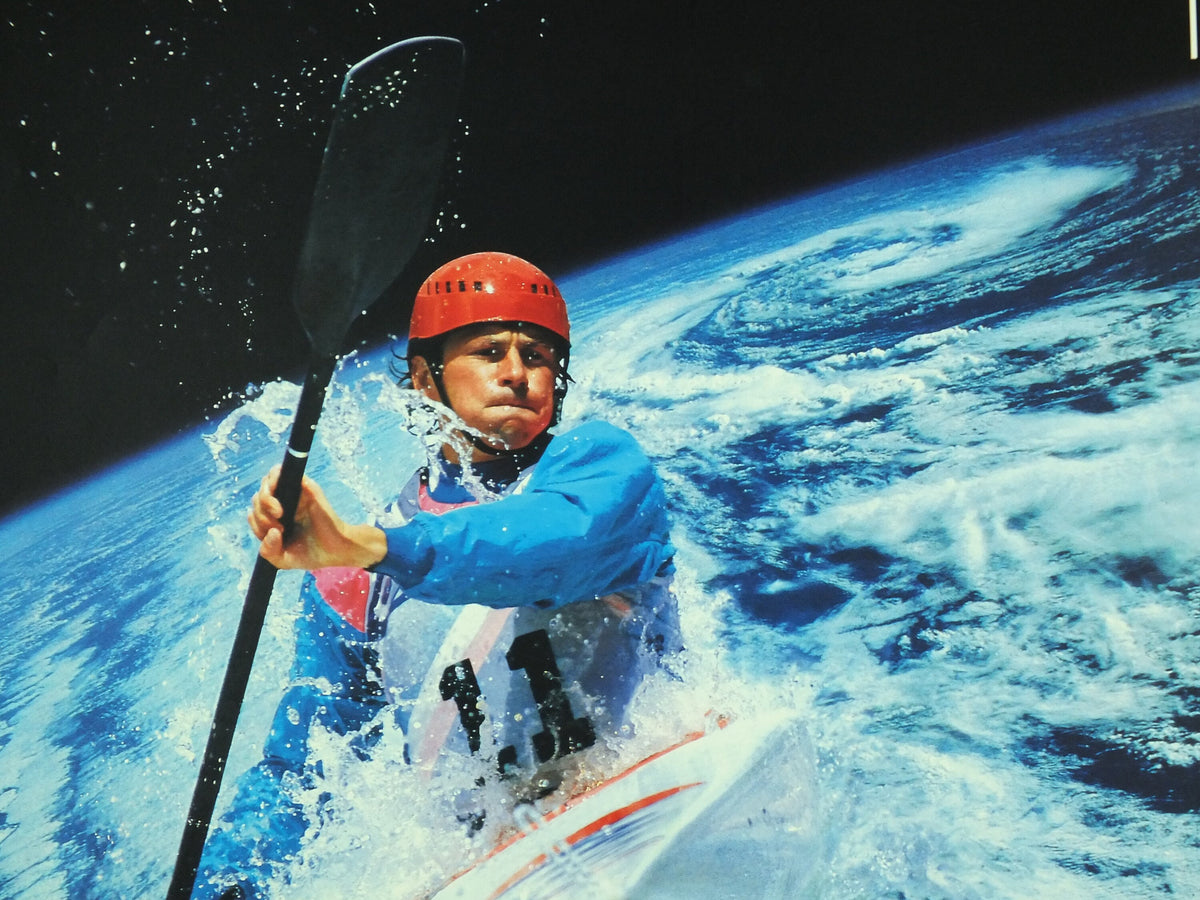 Vintage Barcelona Olympic Poster, Canoe and Kayak by Addison Allsport / NASA, 1992, XXV Olympiad, post modern, sport wall art 1990s