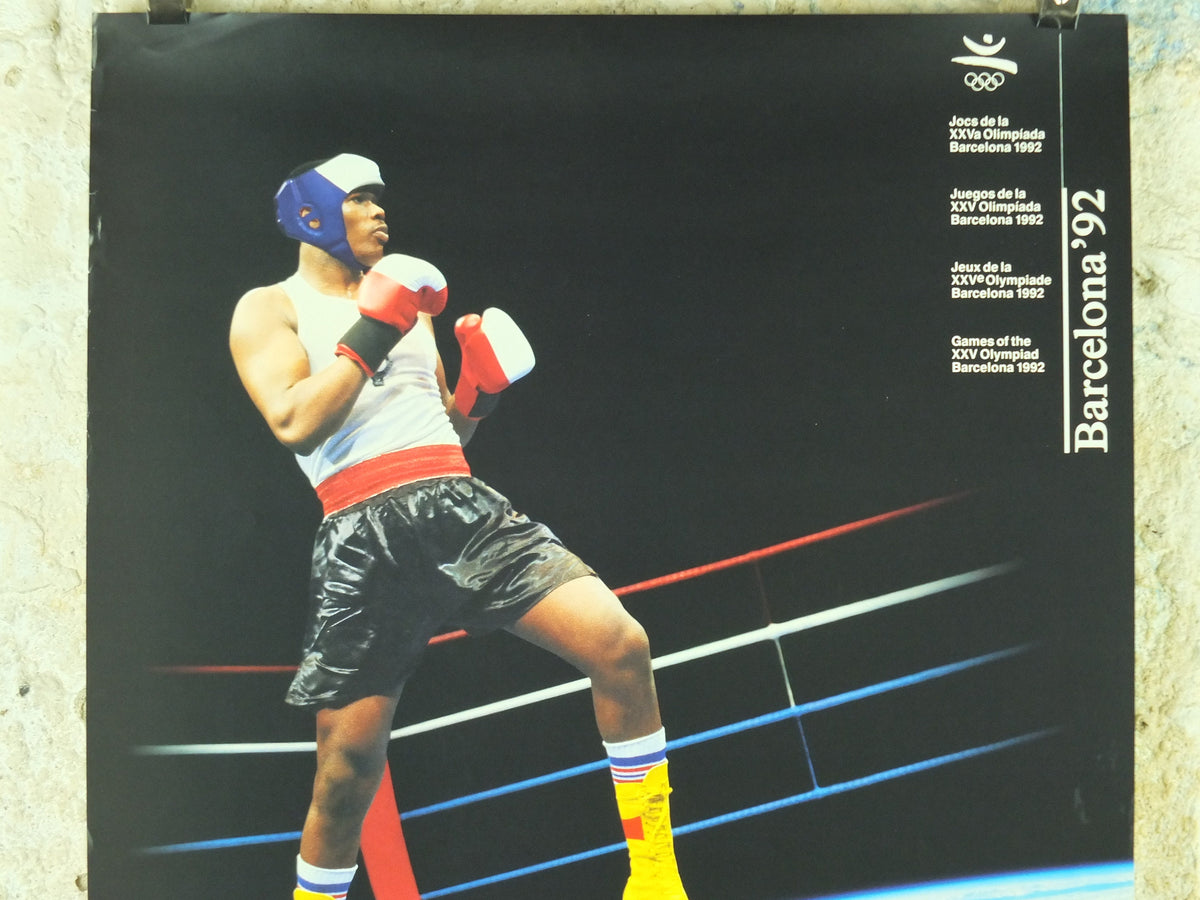 Vintage Barcelona Olympic Poster, Boxing by Addison Allsport / NASA, 1992, XXV Olympiad, post modern, sport wall art 1990s