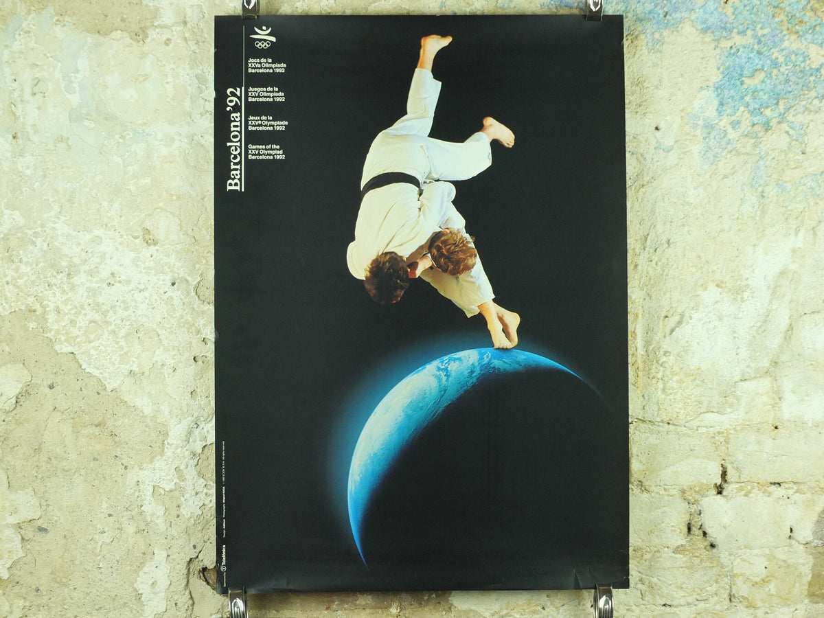 Vintage Barcelona Olympic Poster, Judo and Martial Arts by Addison Allsport / NASA, 1992, XXV Olympiad, post modern, sport wall art 1990s