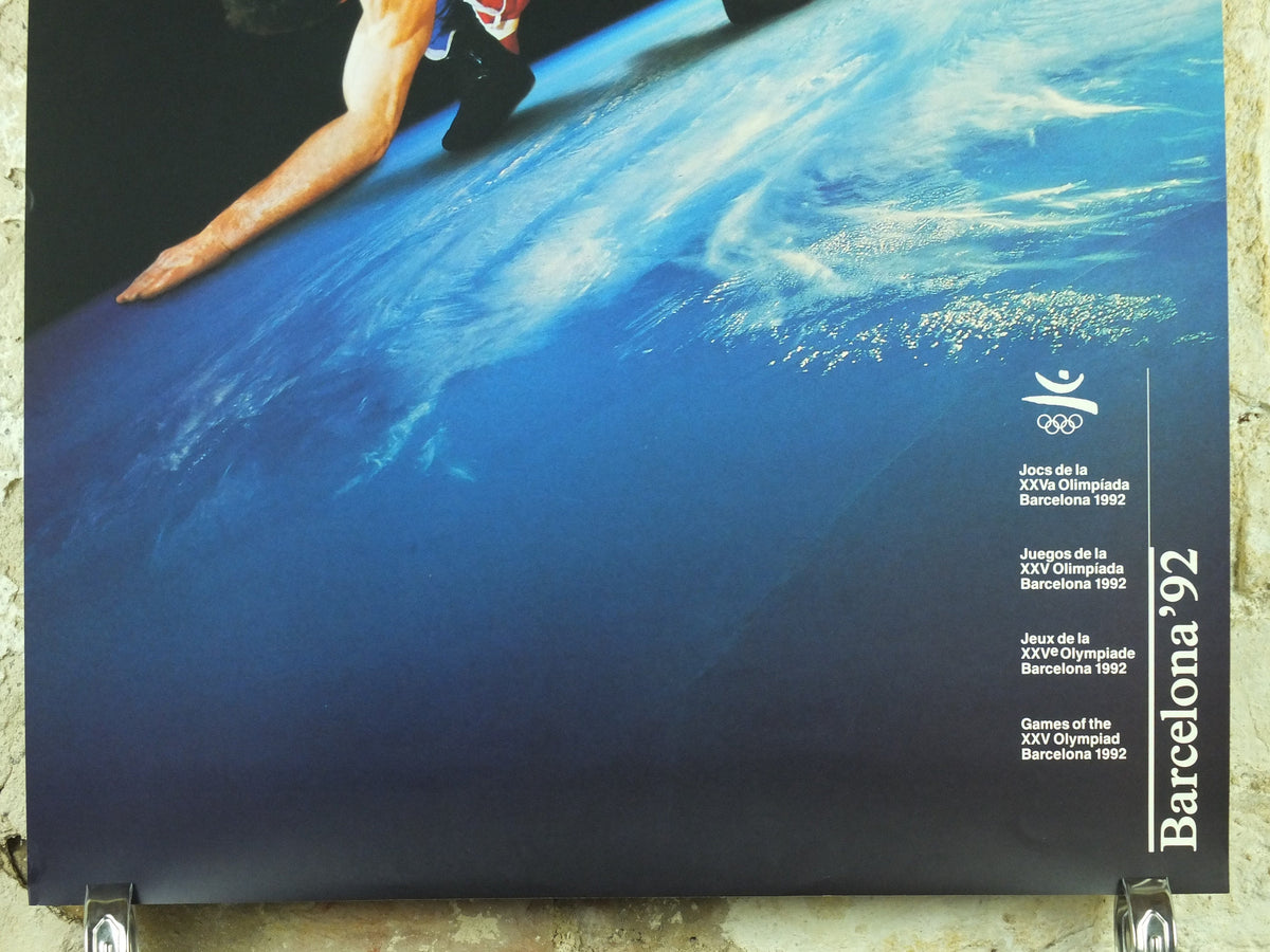 Vintage Barcelona Olympic Poster, Wrestling by Addison Allsport / NASA, 1992, XXV Olympiad, post modern, sport wall art 1990s