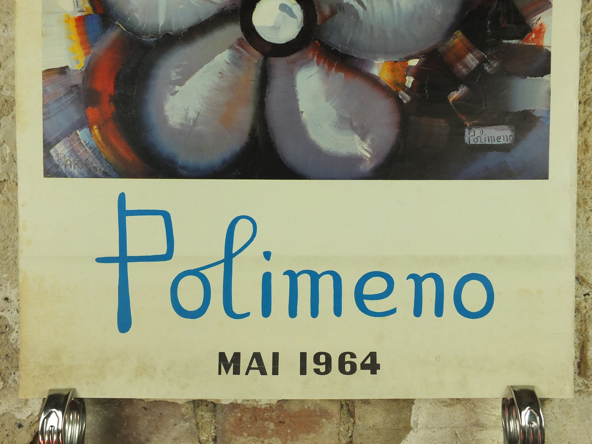 Vintage Paolo Polimeno Poster, 1964 Paris exhibition, Iranian painter, wall art, 1960s