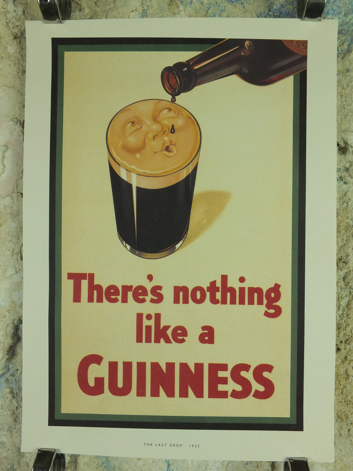 Guinness Last Drop Poster, by John Gilroy 1933, There's nothing like a Guinness, Advertising campaign Wall art retro 1990s