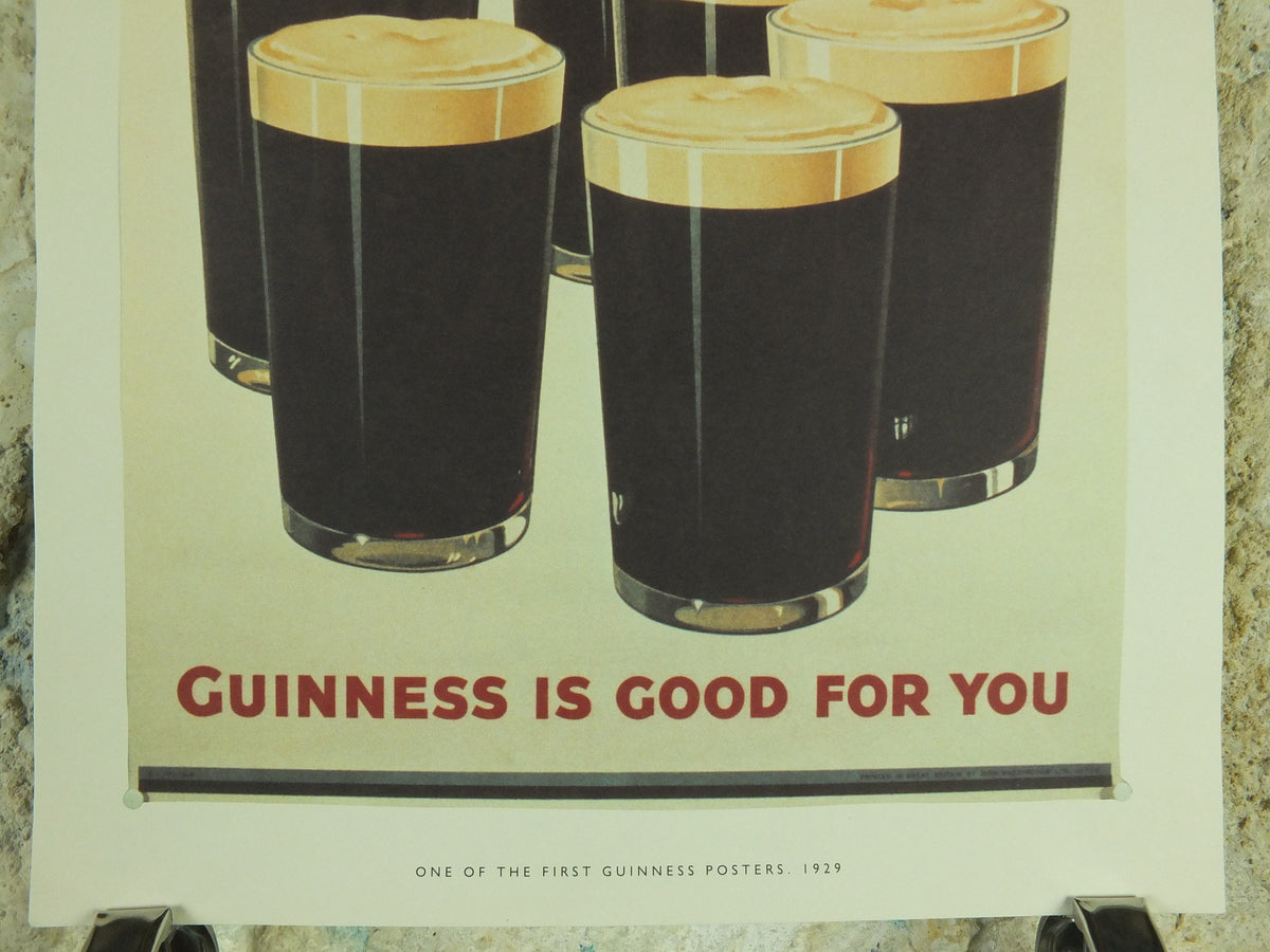 A Guinness a Day Poster, by John Gilroy 1929, Guinness is Good for You, Advertising campaign Wall art retro 1990s