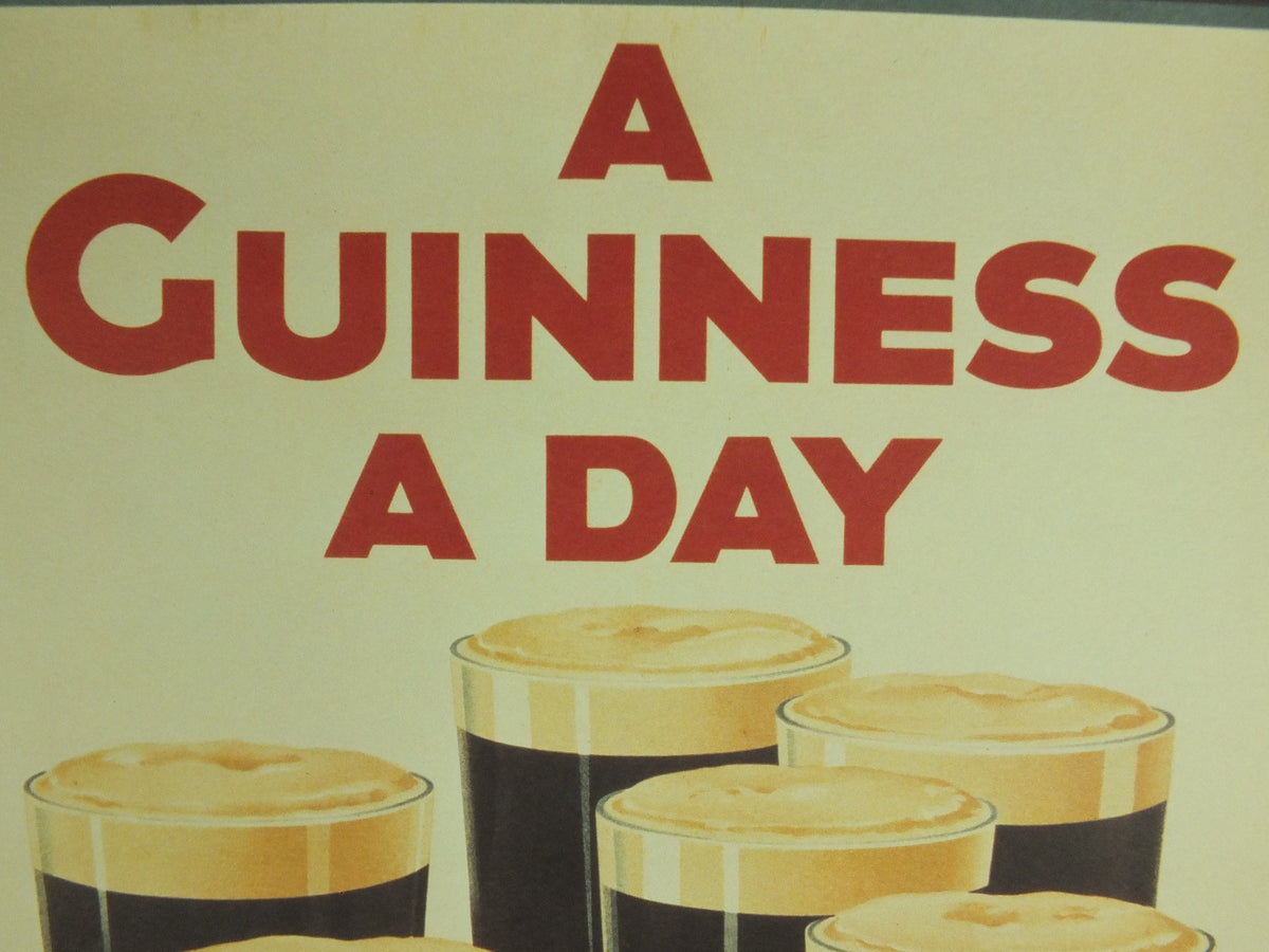 A Guinness a Day Poster, by John Gilroy 1929, Guinness is Good for You, Advertising campaign Wall art retro 1990s