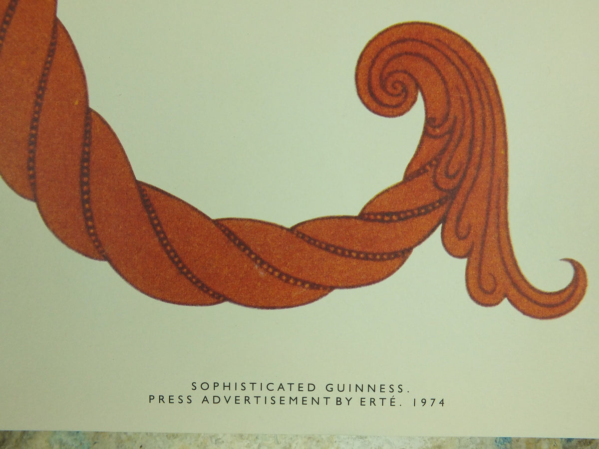 Sophisticated Guinness Poster, by Erte 1974, Opulant Mermaids and Greek Freizes, Advertising campaign Wall art retro 1990s