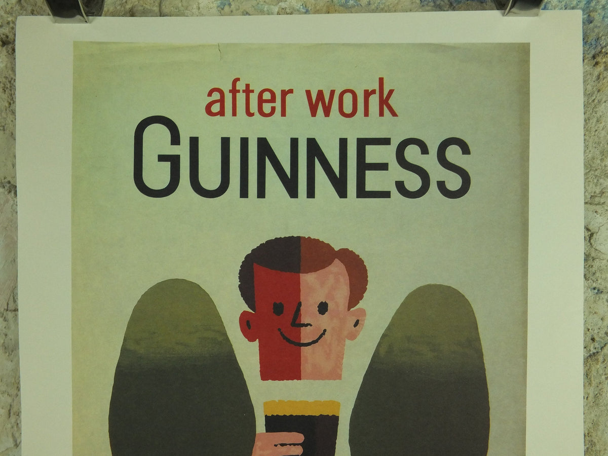 After Work Guinness Poster, by Tom Eckersley 1961, A New Look, Putting your feet up, Advertising campaign Wall art retro 1990s