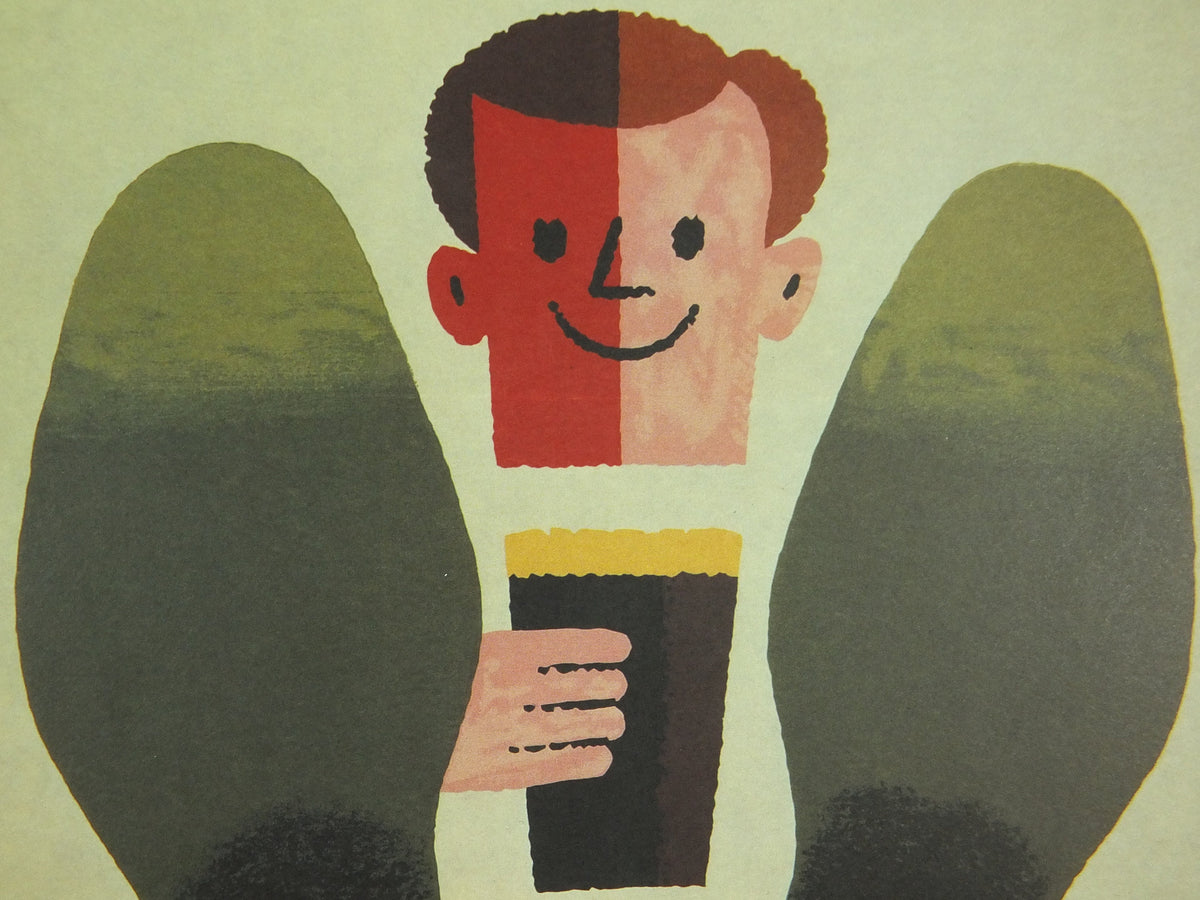 After Work Guinness Poster, by Tom Eckersley 1961, A New Look, Putting your feet up, Advertising campaign Wall art retro 1990s
