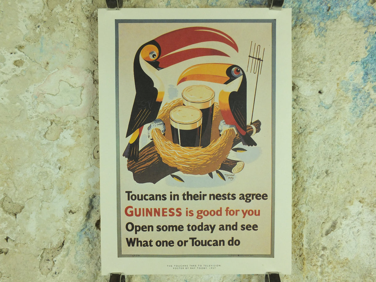 Guinness Toucans Poster, by Raymond Tooby 1957, Guinness is Good for You, Advertising campaign Wall art retro 1990s