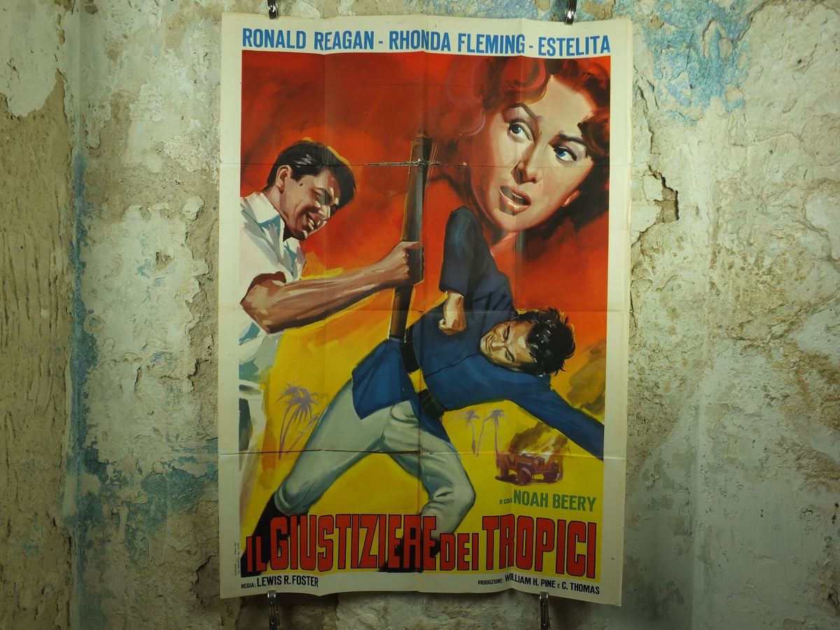 Italian 1953 Tropic Zone Poster, Vintage Ronald Reagan, President in action, wall art 1950s