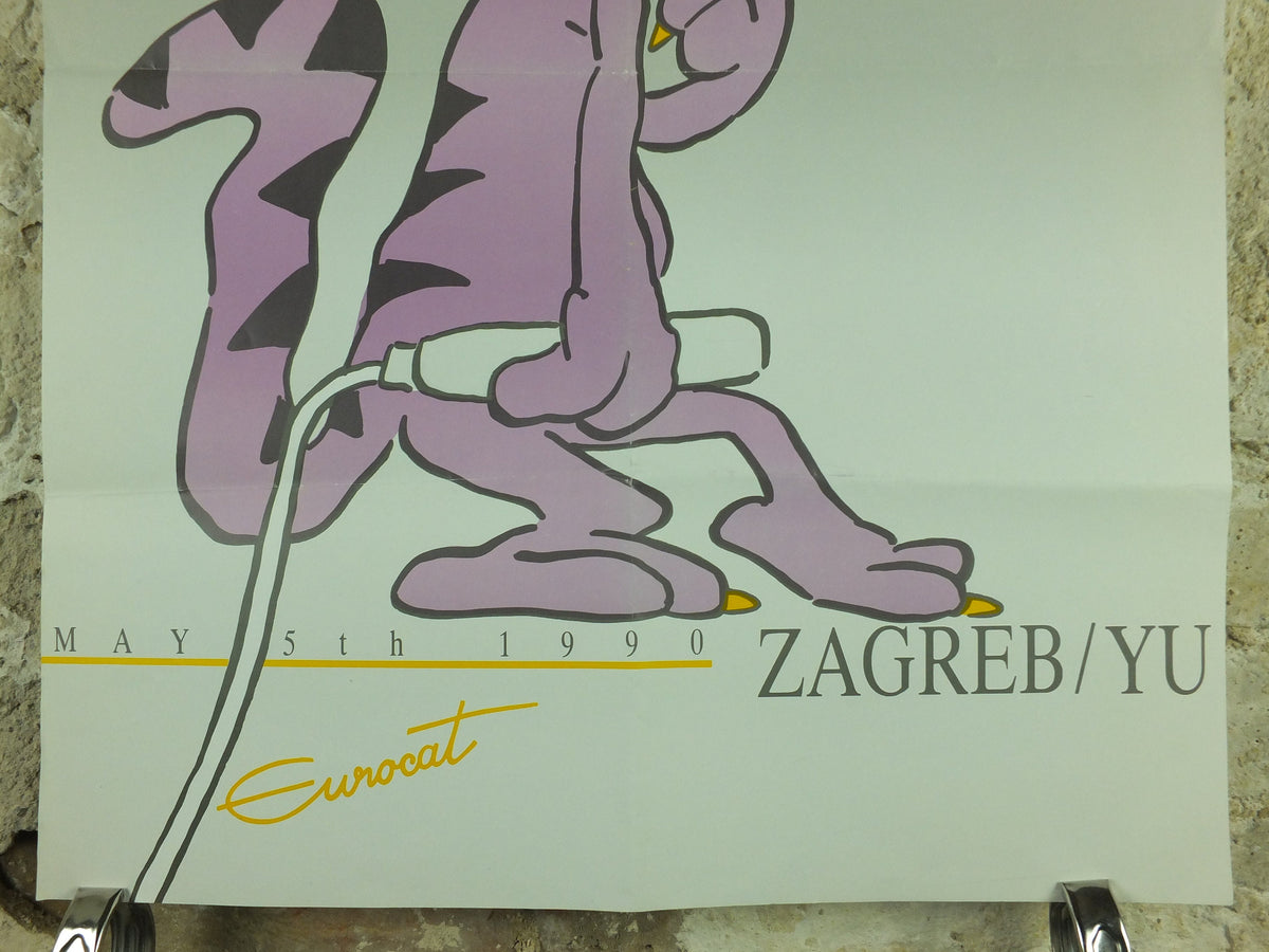 Original Eurovision Poster, 1990 European Song Contest, Zagreb/Yu, Eurocat '90, musical wall art