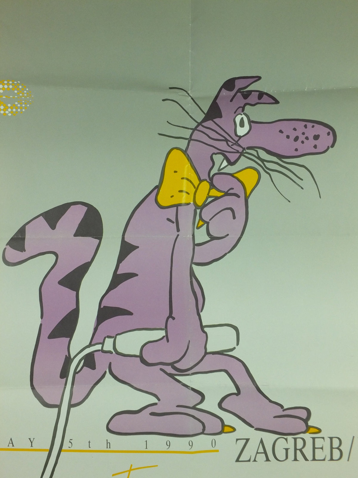 Original Eurovision Poster, 1990 European Song Contest, Zagreb/Yu, Eurocat '90, musical wall art