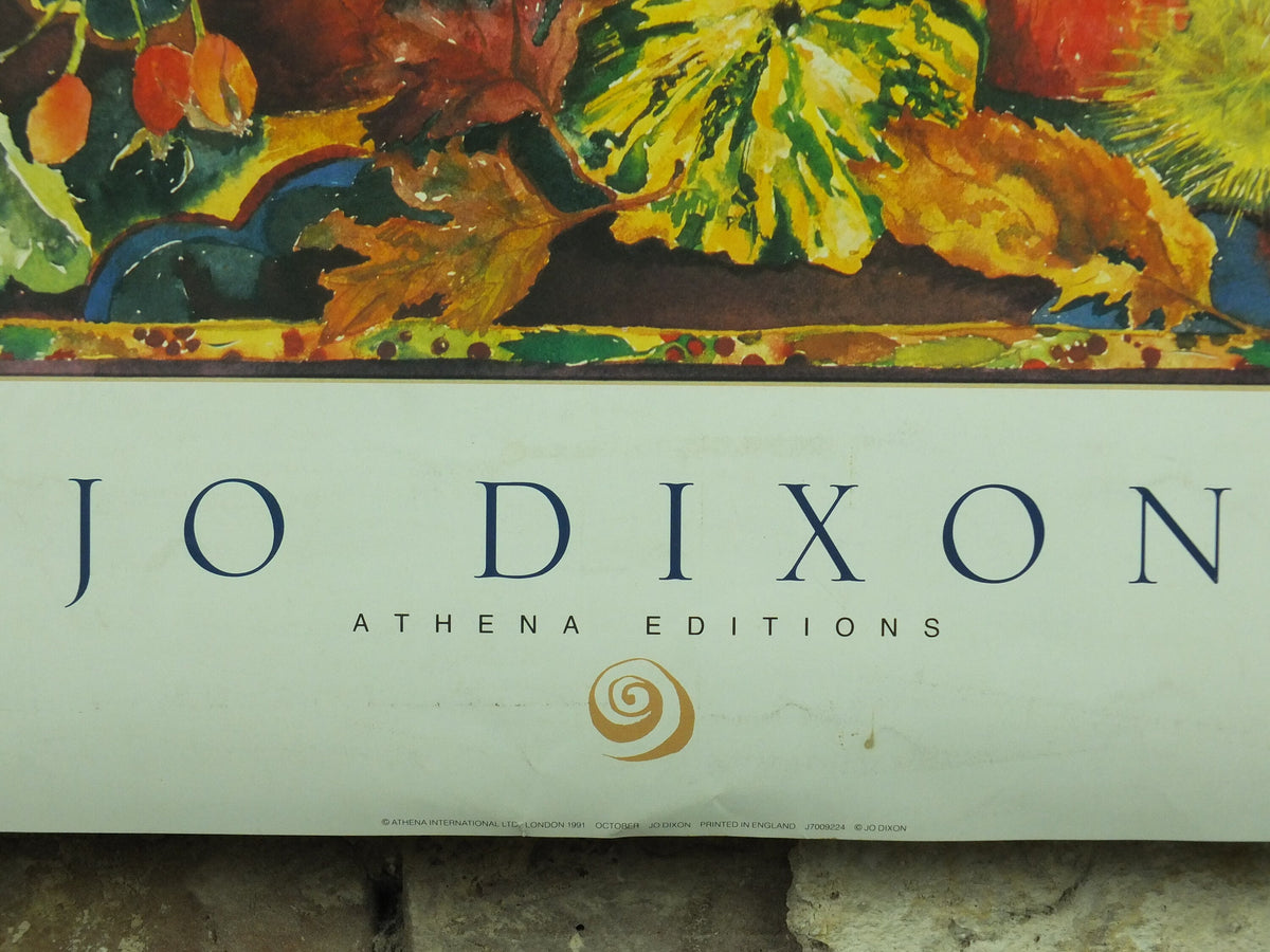 Vintage Flower Composition Poster, Autumn flowers, warm colours, Jo Dixon, 1991, wall art retro 1990s
