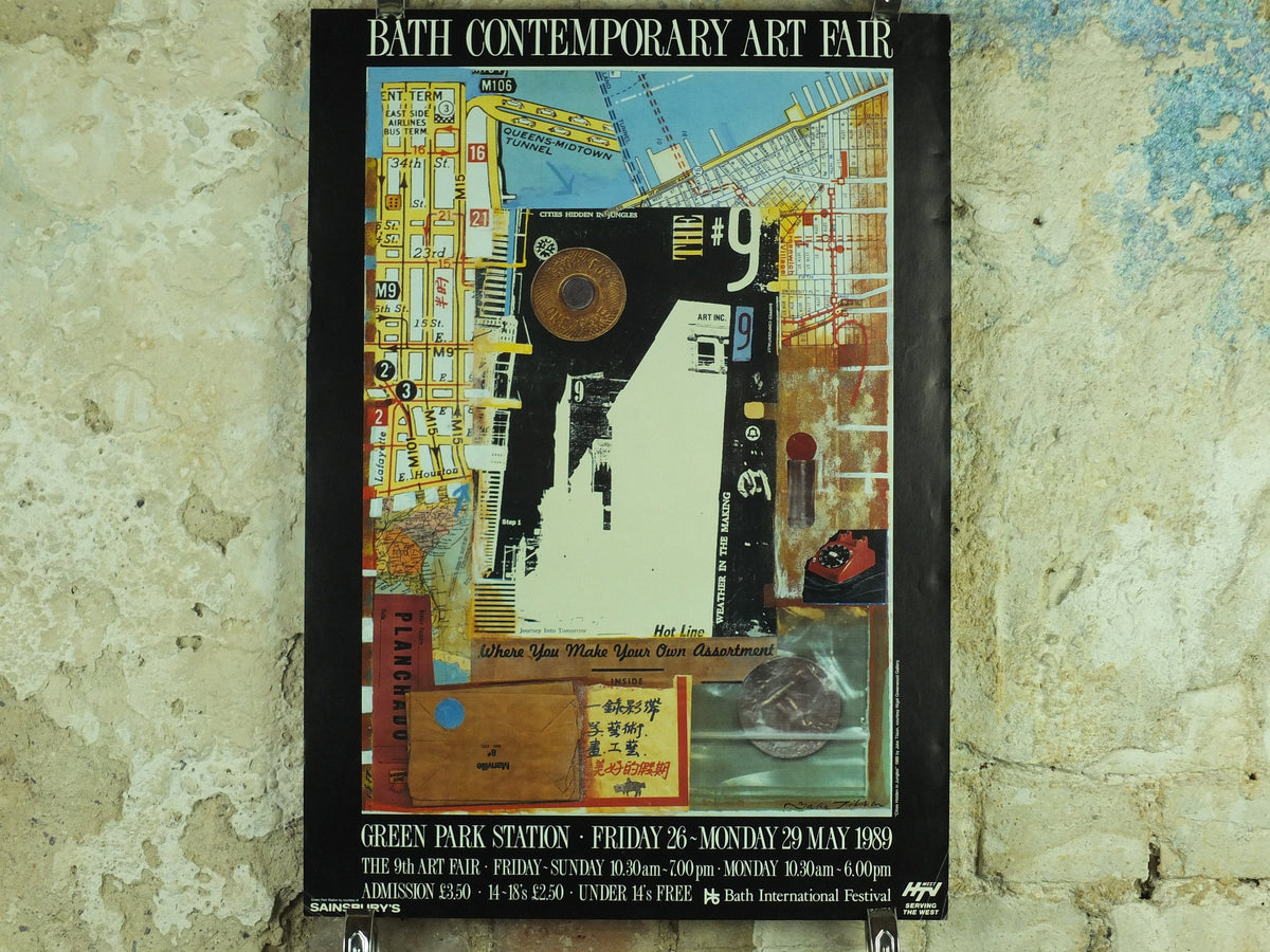 1989 Bath Contemporary Art Fair Poster, Cities Hidden in Jungles by Jake Tilson, 9th Art Fair at Green Park Station, exhibition advertising