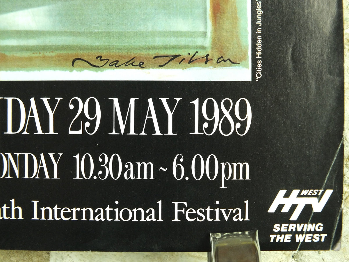 1989 Bath Contemporary Art Fair Poster, Cities Hidden in Jungles by Jake Tilson, 9th Art Fair at Green Park Station, exhibition advertising