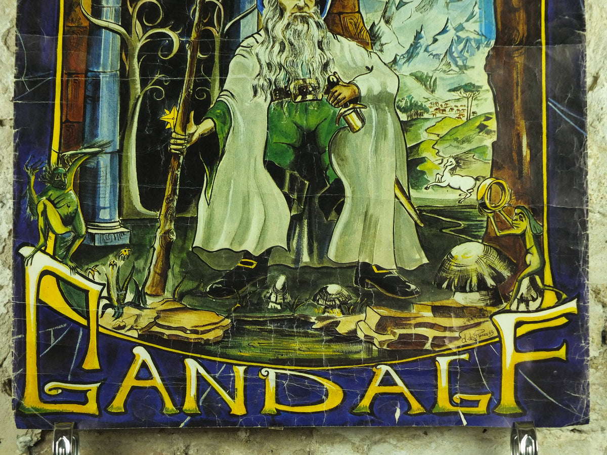 Lord of the Rings Gandalf Poster, by D. de S. Pernes in 1969, J.R.R. Tolkien, Middle Earth, Third Age fantasy fiction wall art 1960s