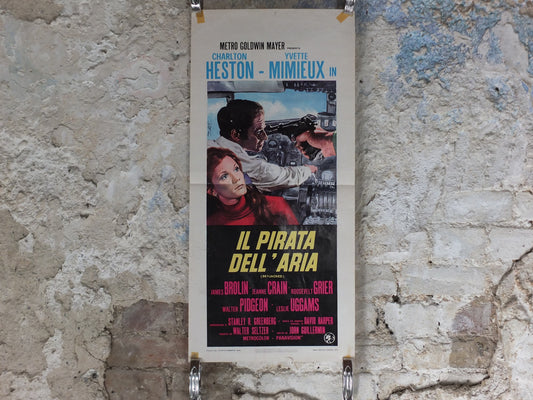 Original Vintage Italian Movie Poster Hijacked Il Pirata Dell 'Aria 1972 Charlton Heston James Brolin wall art print