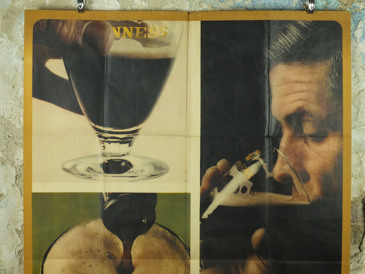 Large Guinness Poster, Thinking about a Guinness?, imposing and unique 1967 advertising, ale Irish stout beer, retro wall art