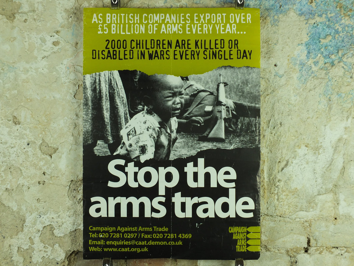 Stop the Arms Trade Poster, Campaign Against Arms Trade, peace, protect children in conflict zones, wall art