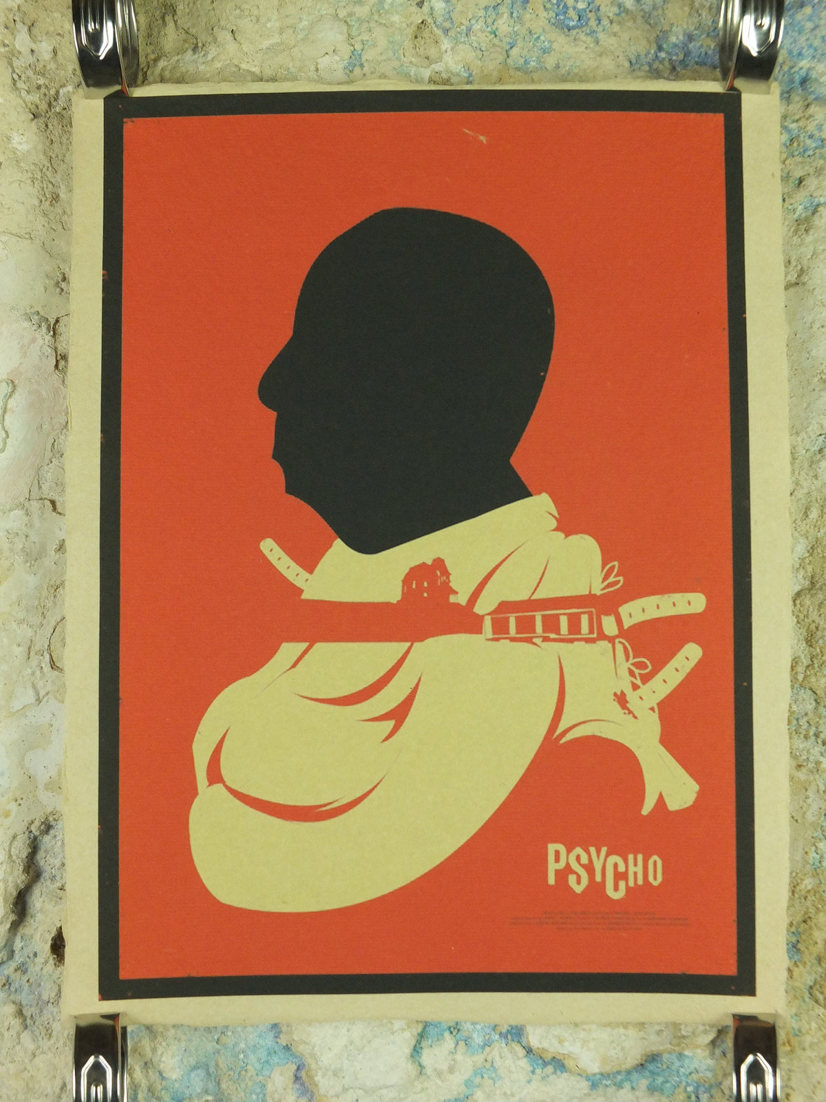 Psycho Movie Poster, Alfred Hitchcock, Anthony Perkins & Janet Leigh, wall art, horror mystery suspense, cinema memorabilia