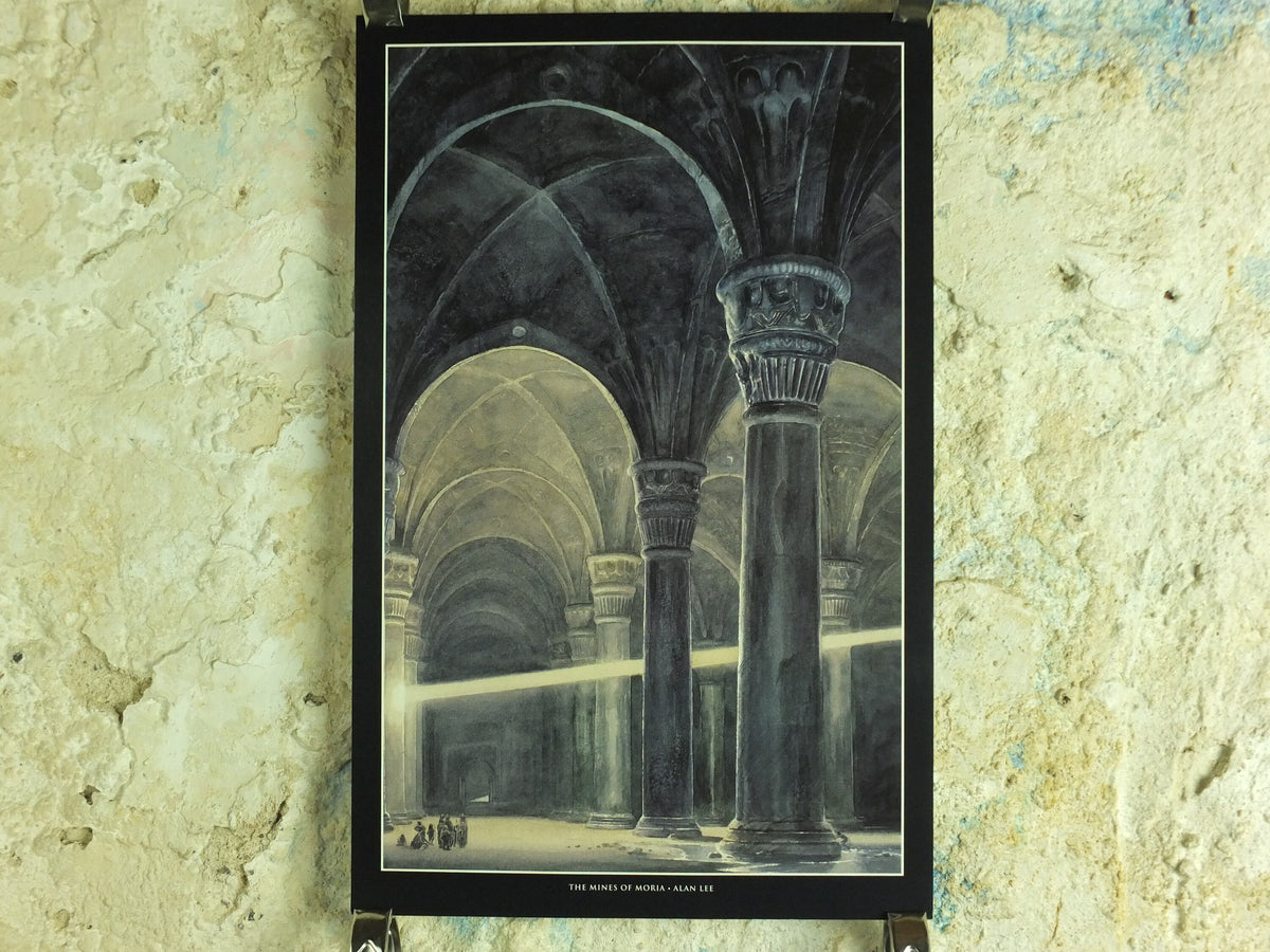 2002 Mines of Moria Poster, by Alan Lee, Khazad-dum, JRR Tolkien Lord of the Rings Fellowship of the Ring, illustration print wall art decor