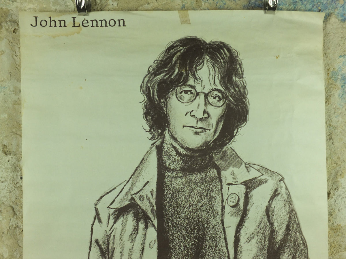 John Lennon Poster, 1982 March for Peace in Paris, by Birga, Marche pour la Paix, Peace and Love, Beatles, musical wall art