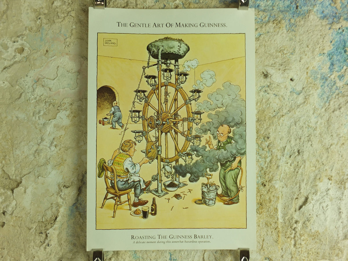 Original Vintage Gentle Art of making Guinness Poster Roasting the Barley advertising ale Irish stout beer print wall art retro 1980s