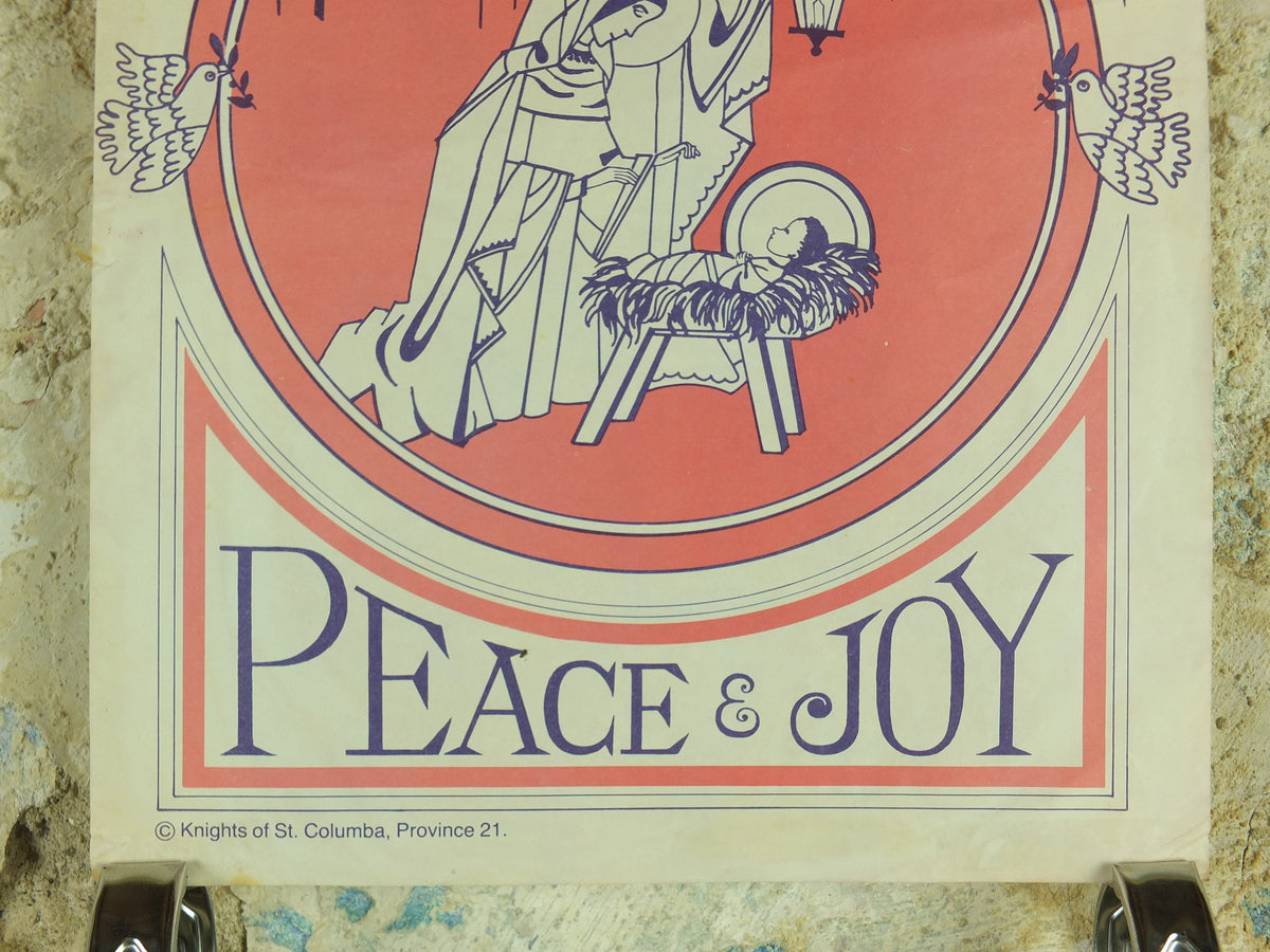 Christmas Nativity Poster, Peace and Joy, Jesus Mary and Joseph, Knights of Columba, Province 21, Burnley East Lancashire and Glasgow