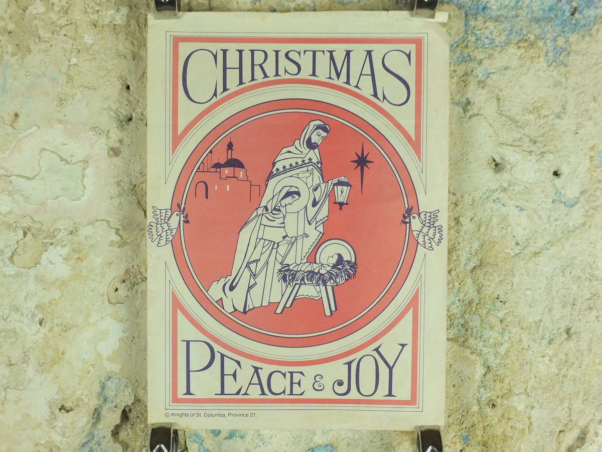 Christmas Nativity Poster, Peace and Joy, Jesus Mary and Joseph, Knights of Columba, Province 21, Burnley East Lancashire and Glasgow