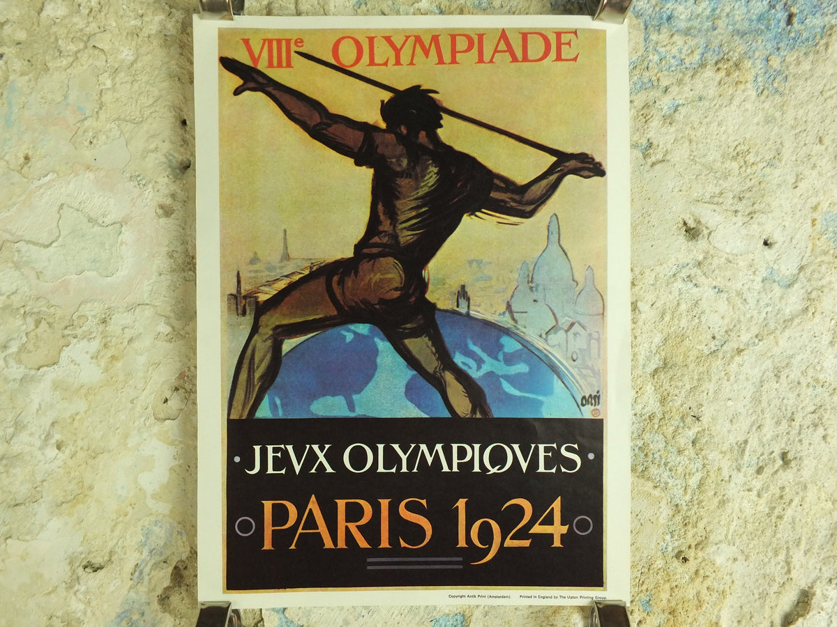 Vintage Olympic Games Paris France Poster rings sports sport international summer wall art reprint 1970s