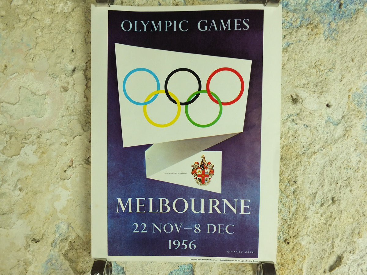 Vintage Olympic Games Melbourne Australia Poster rings sports sport international summer wall art reprint 1970s