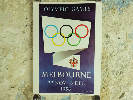 Vintage Olympic Games Melbourne Australia Poster rings sports sport international summer wall art reprint 1970s