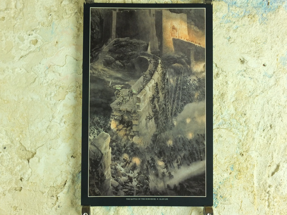 1999 Battle of the Hornburg Poster, by Alan Lee, Helms Deep Rohan, Vintage Lord of the Rings, Tolkien, illustration print wall art decor
