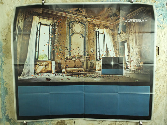 Original Bang & Olufsen Beovision Television Poster distressed leaves tv stately home and Danish Scandanavian advertising wall art 2000s
