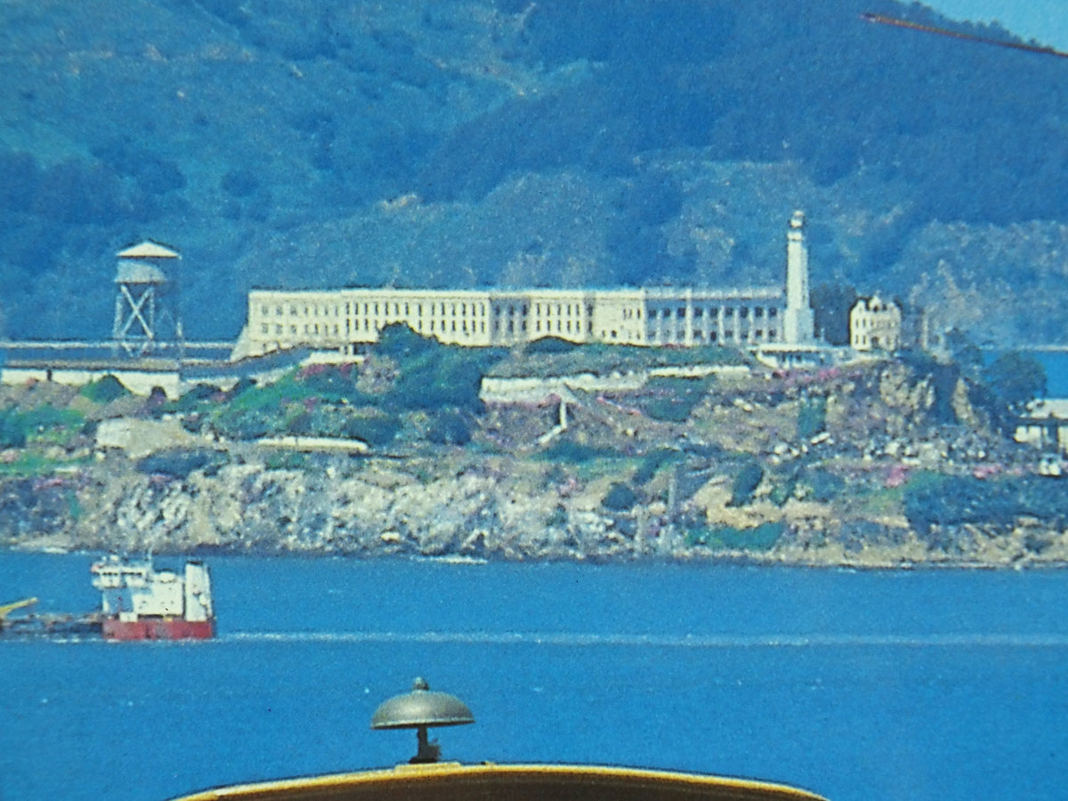 Vintage San Francisco Travel Poster, Alcatraz, Tram, Harbour, San Francisco Bay, Golden State, travel and tourism tourist wall art 1980s