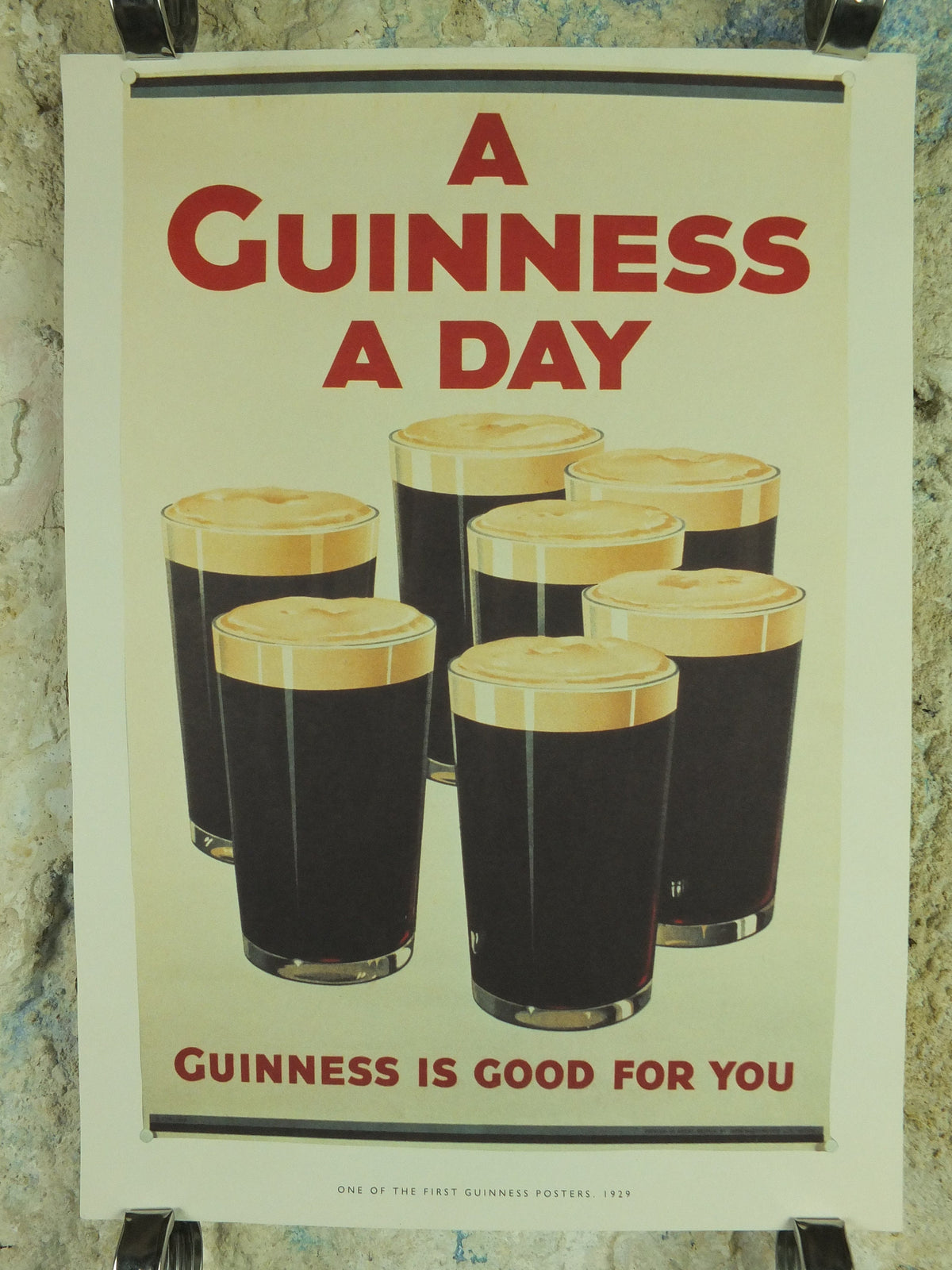 A Guinness a Day Poster, by John Gilroy 1929, Guinness is Good for You, Advertising campaign Wall art retro 1990s