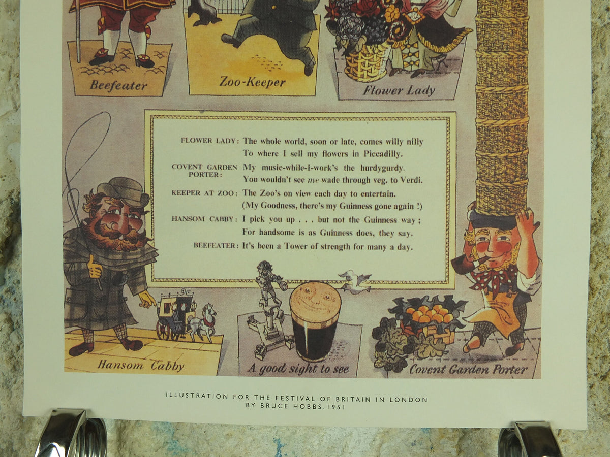 Guinness London Poster, by Bruce Hobbs 1951, The Festival of Britain in London, Advertising campaign Wall art retro 1990s