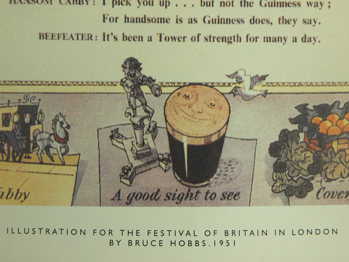 Guinness London Poster, by Bruce Hobbs 1951, The Festival of Britain in London, Advertising campaign Wall art retro 1990s