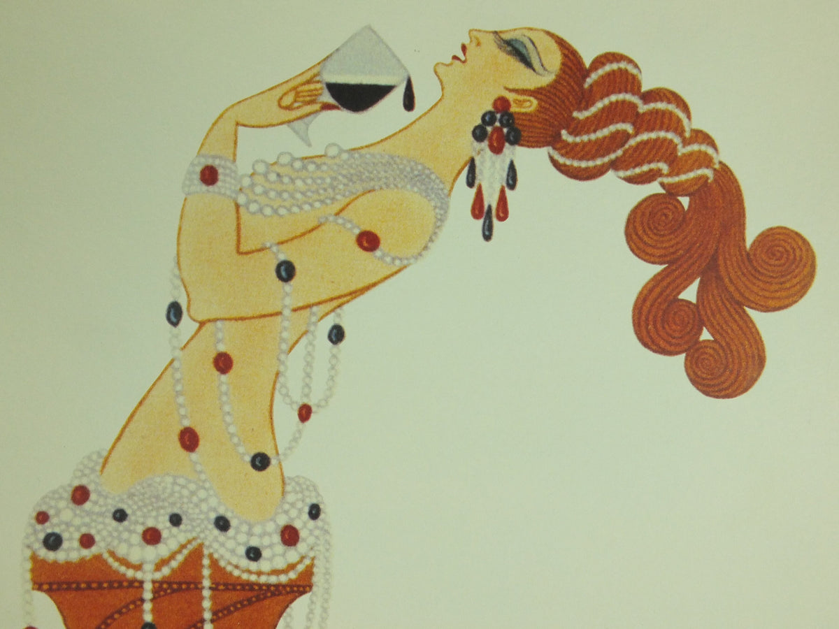 Sophisticated Guinness Poster, by Erte 1974, Opulant Mermaids and Greek Freizes, Advertising campaign Wall art retro 1990s