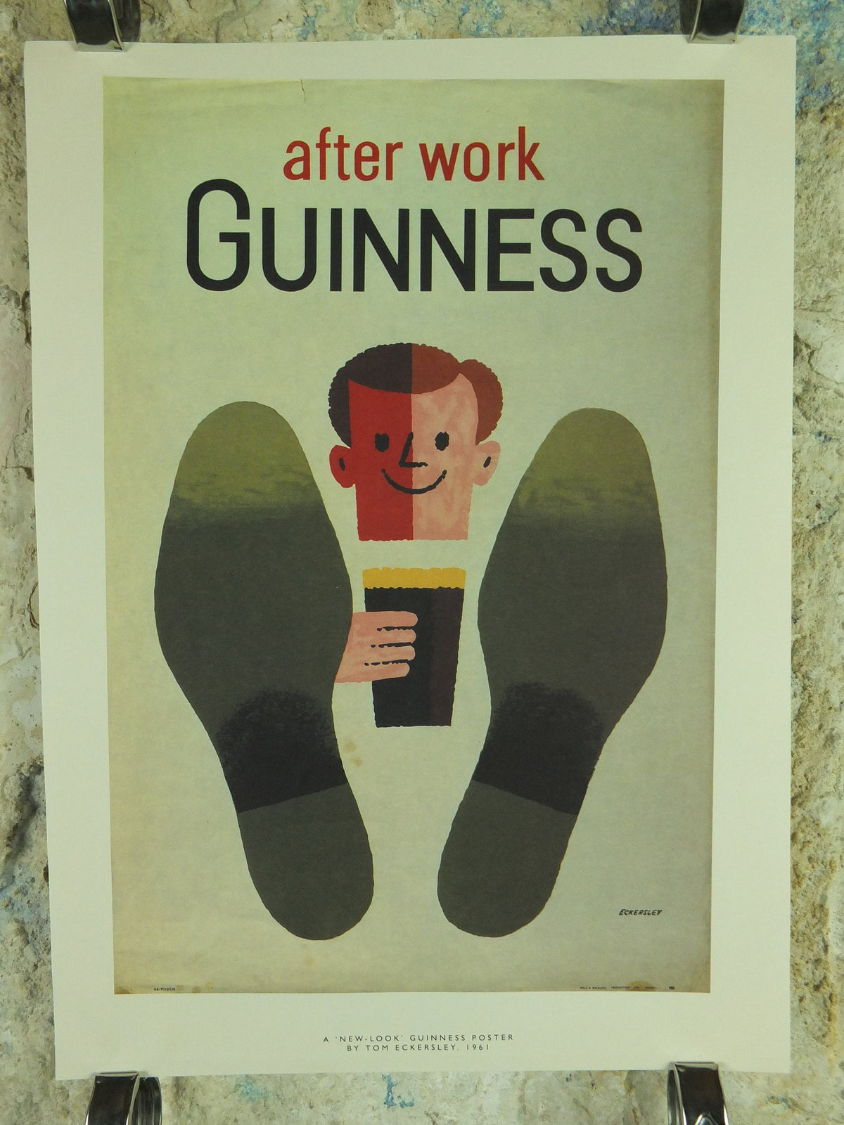 After Work Guinness Poster, by Tom Eckersley 1961, A New Look, Putting your feet up, Advertising campaign Wall art retro 1990s