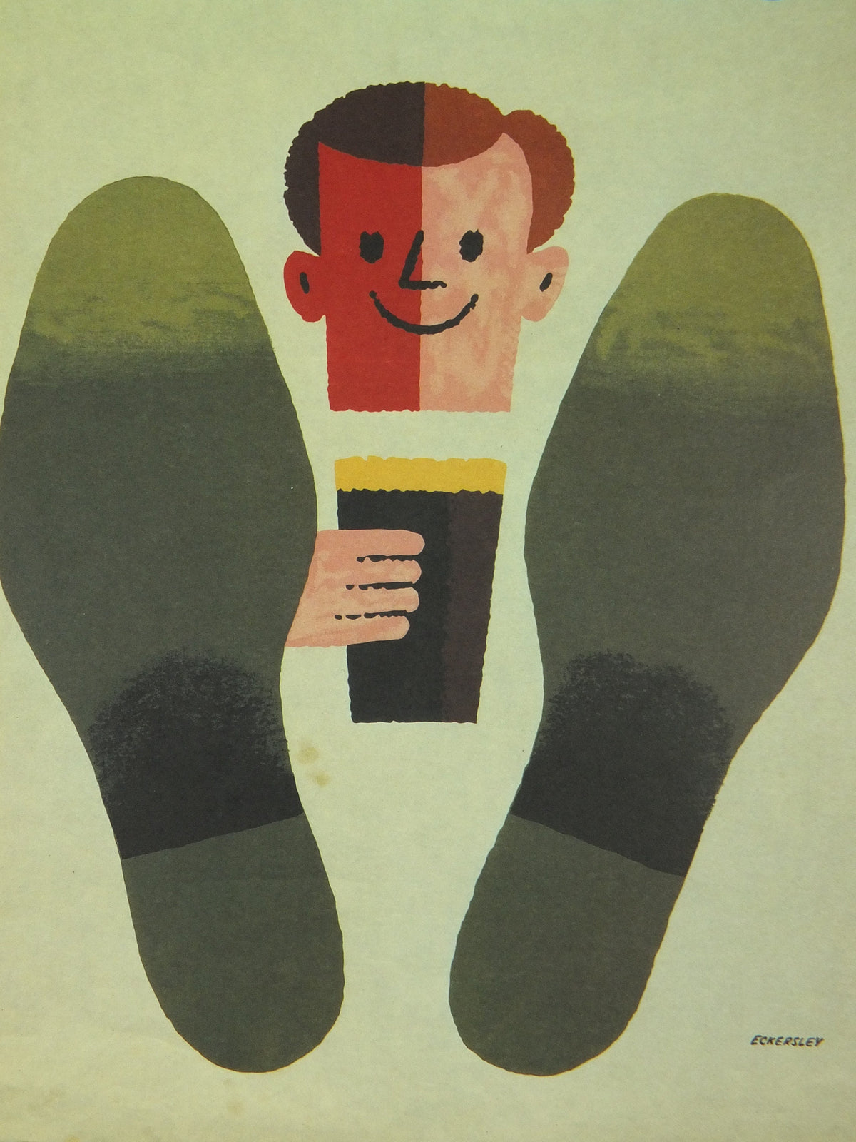 After Work Guinness Poster, by Tom Eckersley 1961, A New Look, Putting your feet up, Advertising campaign Wall art retro 1990s