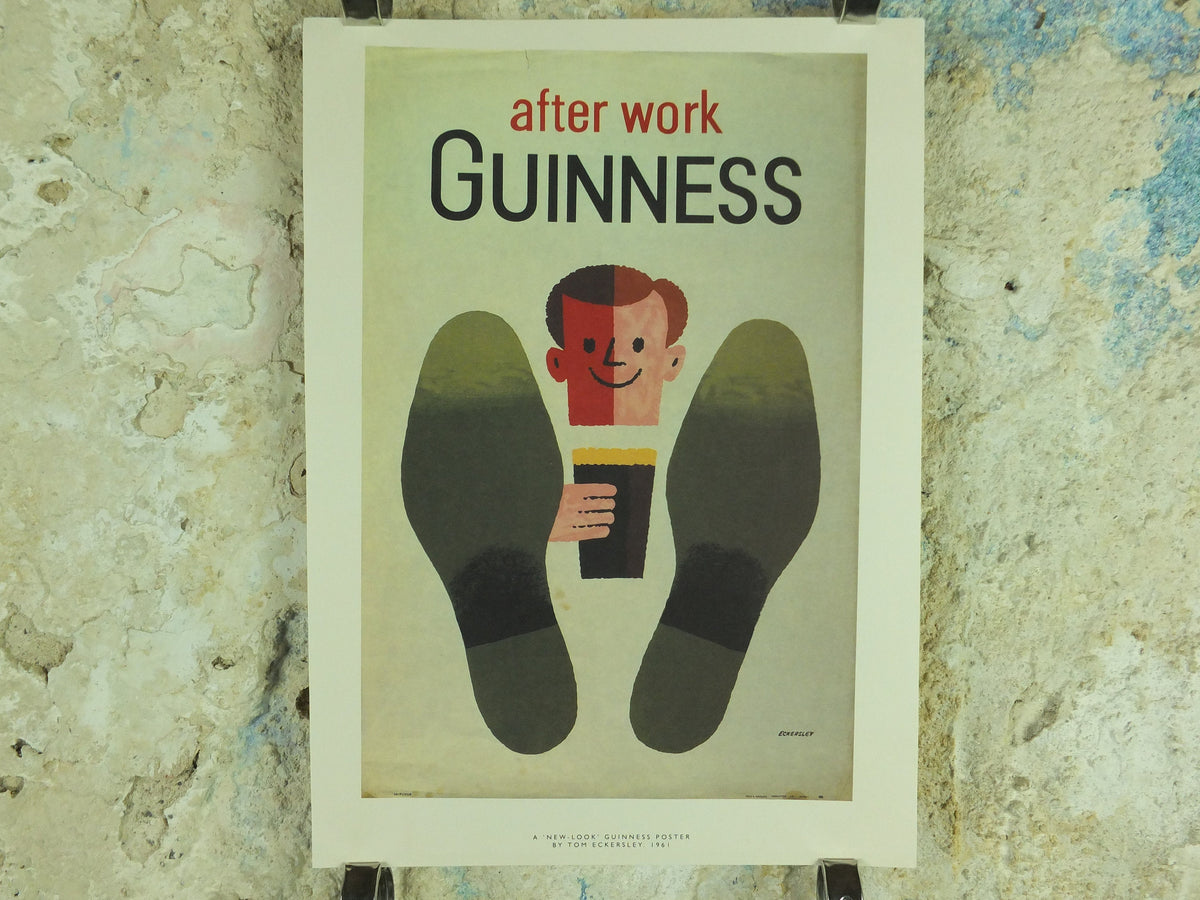 After Work Guinness Poster, by Tom Eckersley 1961, A New Look, Putting your feet up, Advertising campaign Wall art retro 1990s